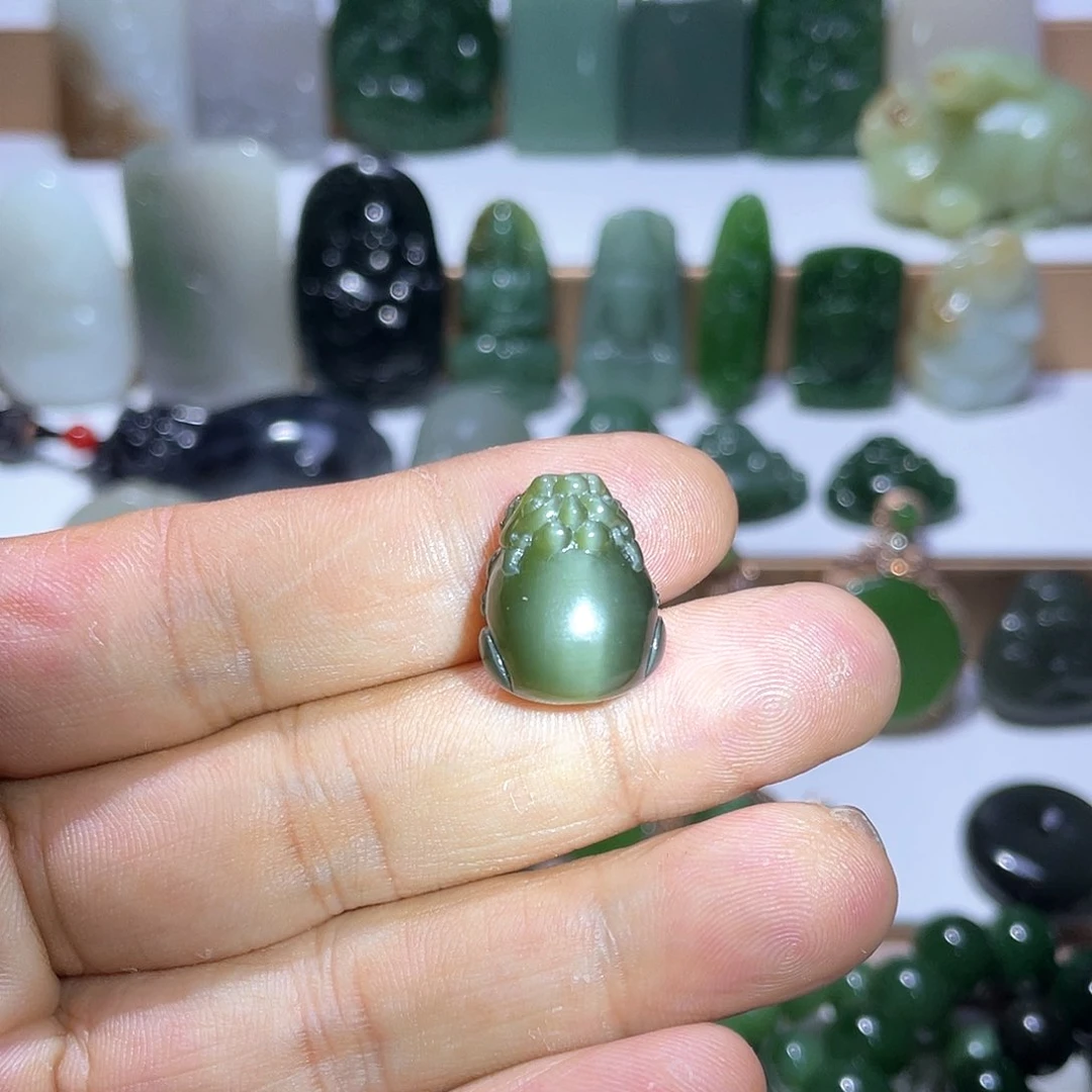 和田玉未镶嵌挂件碧玉黄金猫眼貔貅