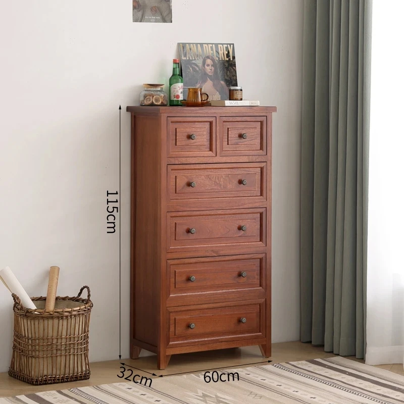 【六抽】美式胡桃色实木整装