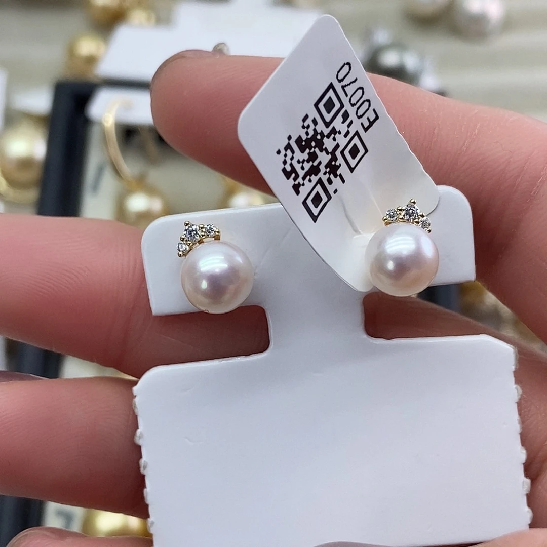 银S925镶嵌海水珍珠耳饰@@E0070