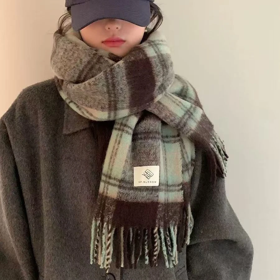 【果盟】美拉德色高级感格子围巾披肩款秋冬复古INS风围巾个人用品