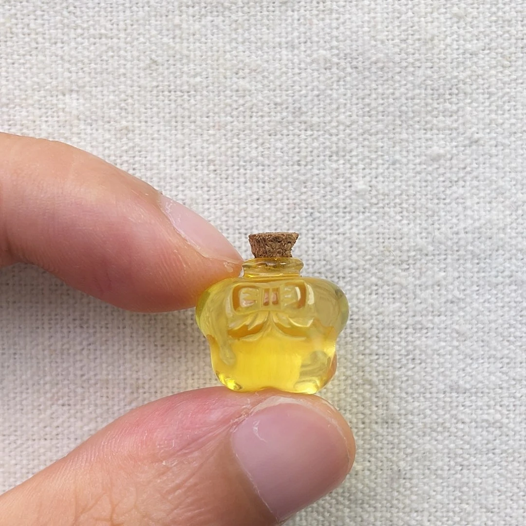琥珀未镶嵌裸石蝴蝶结许愿瓶