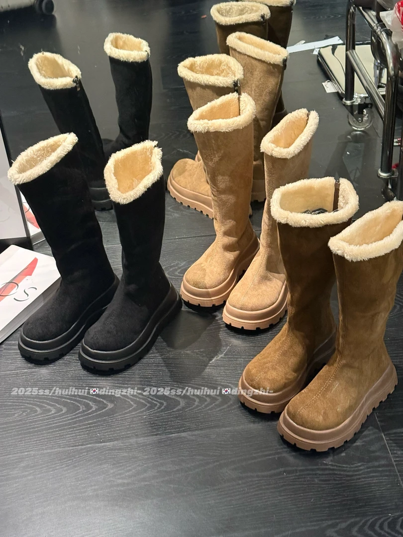 【HuiHui】加绒时尚雪地靴冬季休闲风百搭中筒长靴（C5001)