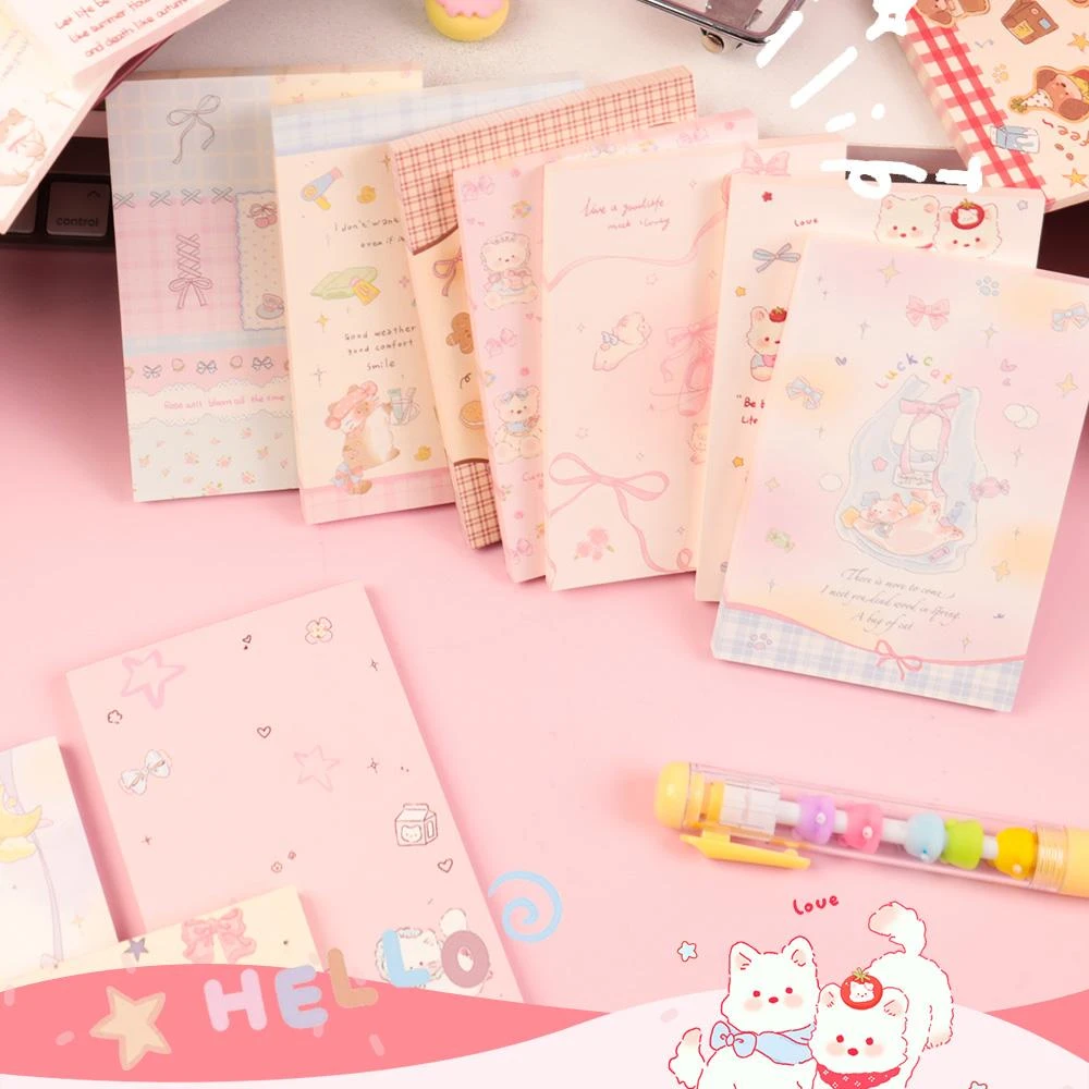 原创可爱少女风双面便签本高颜值手账装饰书写纸无粘性可撕记事本