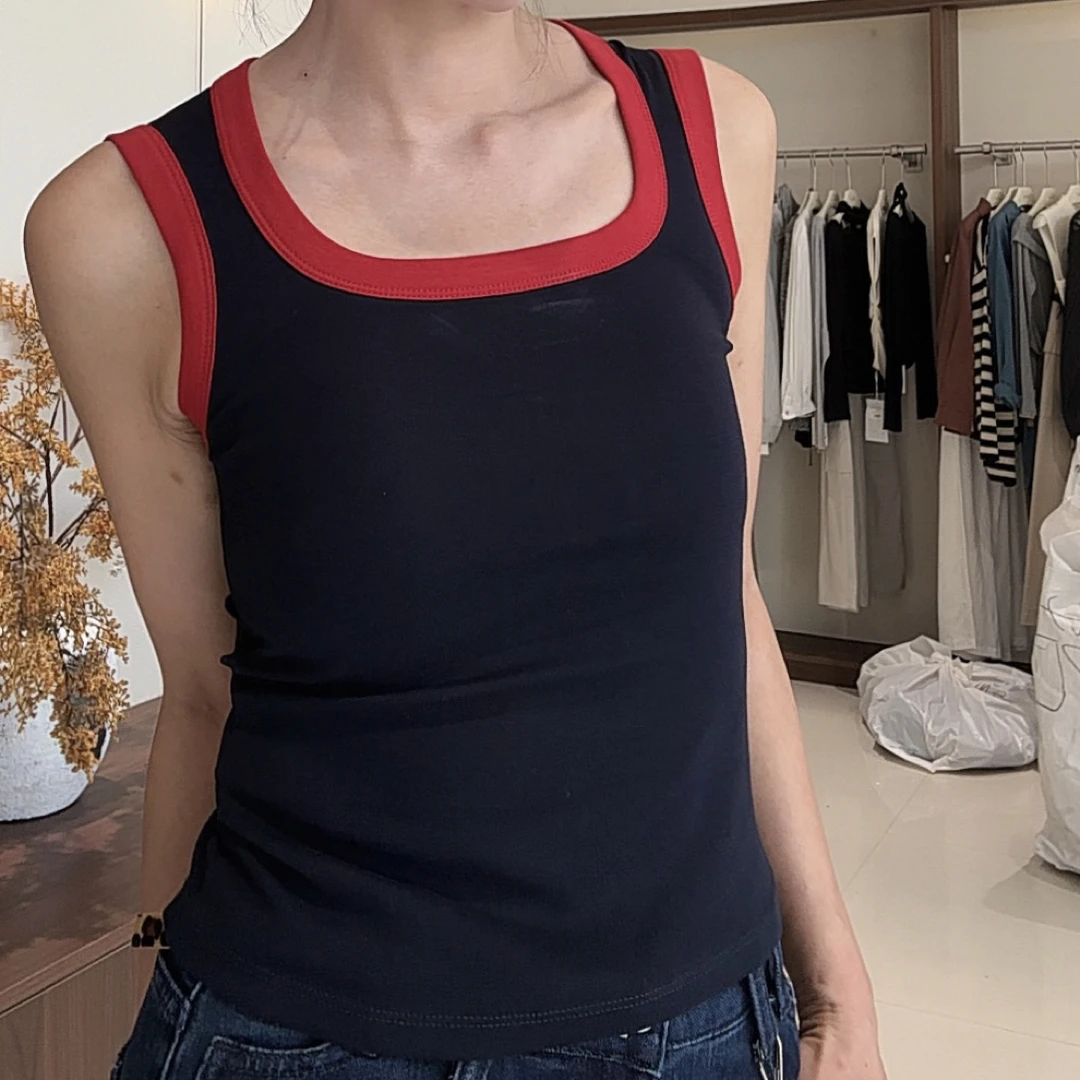 3655夏季女款吊带打底螺纹背心美背修身显瘦纯色无袖上衣