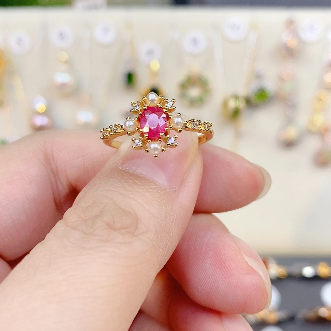 银S925镶嵌戒指红宝石