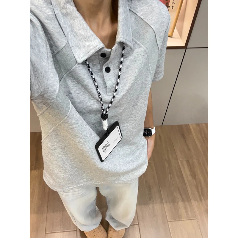 美式拼接重磅polo衫短袖男女夏季潮牌高级感情侣穿搭正肩翻领T恤