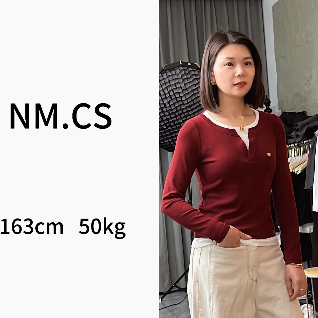 Y6936韩版2025新款假两件长袖显瘦时尚百搭休闲气质