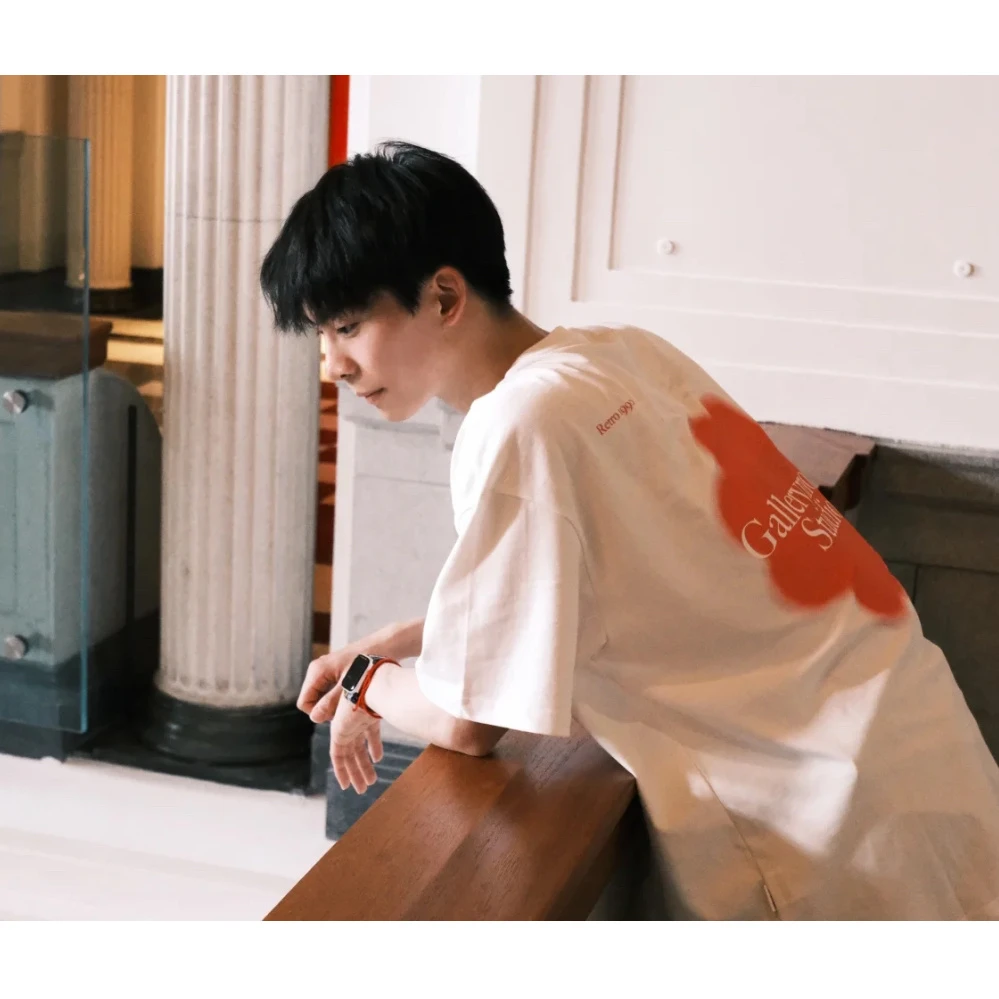 H2某wu一张！原包带吊！280克模糊四叶草字母印花情侣短袖T恤