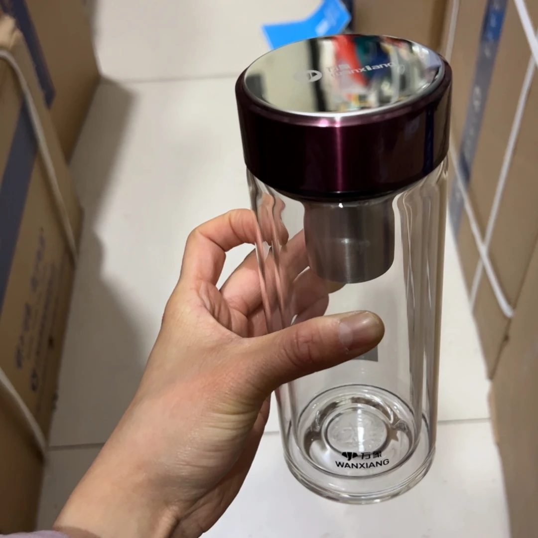 V266红色双层玻璃杯410Ml杯套