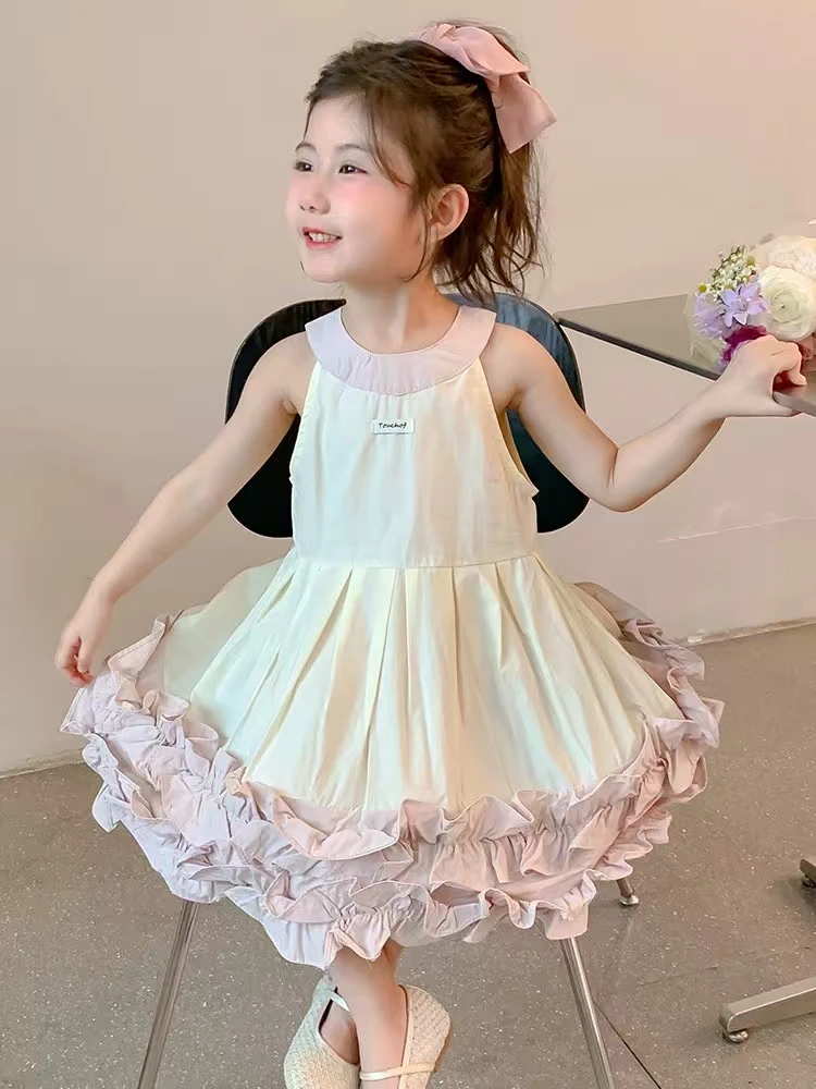 女童连衣裙2025夏季新款小女孩背心裙洋气时髦儿童公主裙夏装裙子