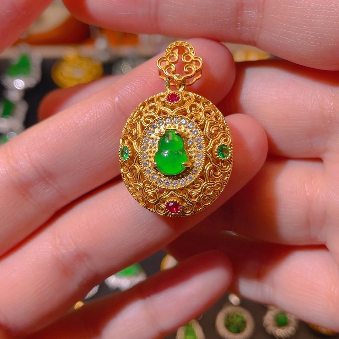 翡翠银S925镶嵌吊坠(不含链)