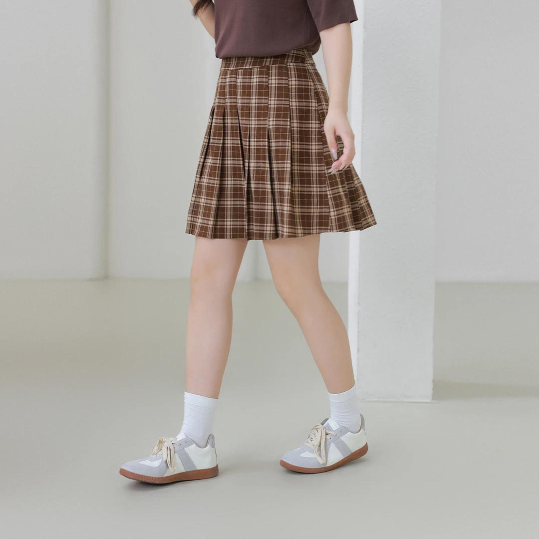 【现货】MsShe大码女装秋季高腰显瘦百褶半身短裙M2210244