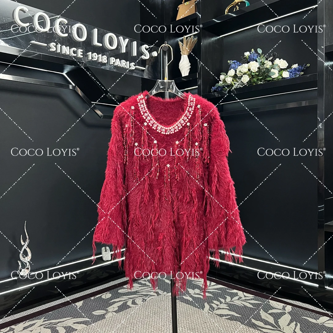 【米娜专属】女装毛衣气质轻奢时尚红色新娘名媛2501111