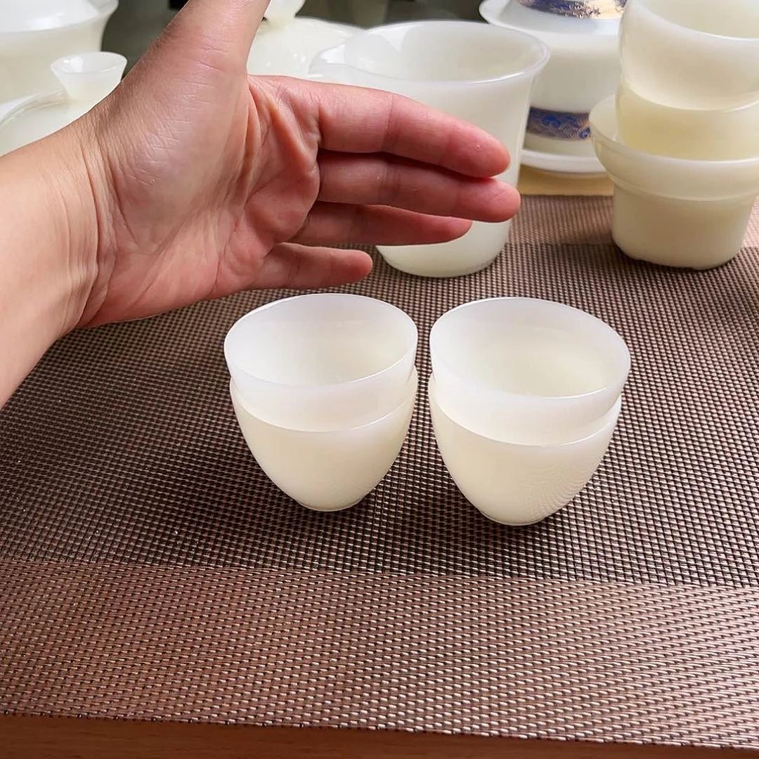 瓷片高档精品翡翠玉瓷客杯35cc4个