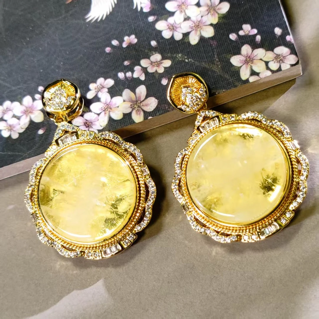 CT11182【任会长珠宝】极光47黄水晶圆牌吊坠-配链-多样性只发一件