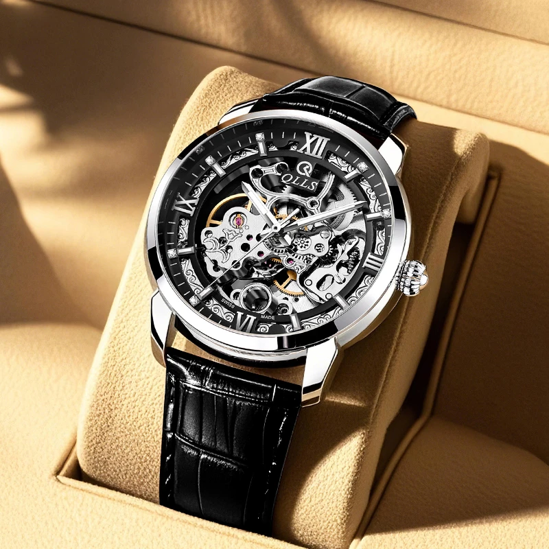 QLLS/奇洛时新款男士手表全自动防水镂空机械表瑞士潮流男款腕表