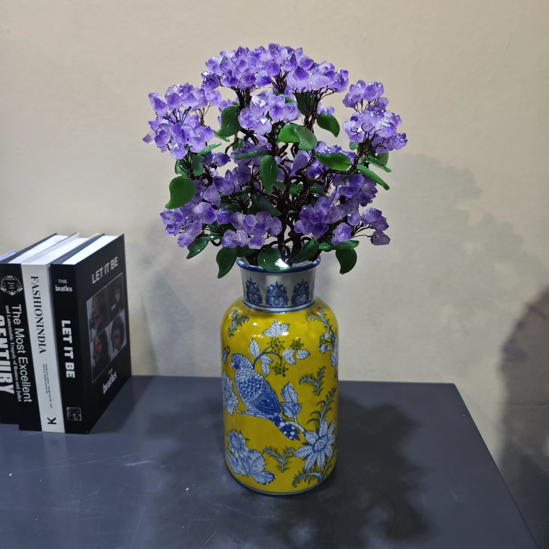 【卓越轻奢原创】现代轻奢紫水晶招财百搭陶瓷摆件纯手工