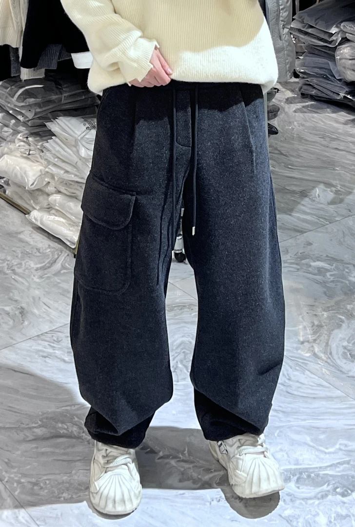 HH- YAPI 24冬欧美时尚复古轻工装尼料加绒加厚休闲裤8259