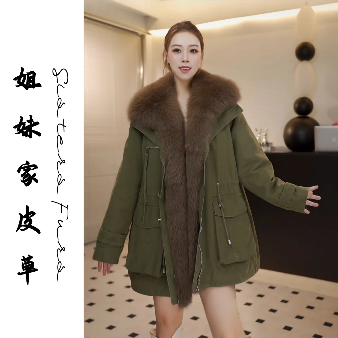 SistersFurs姐妹家“软糯团子”中长款鹅绒服可拆卸大狐狸毛领