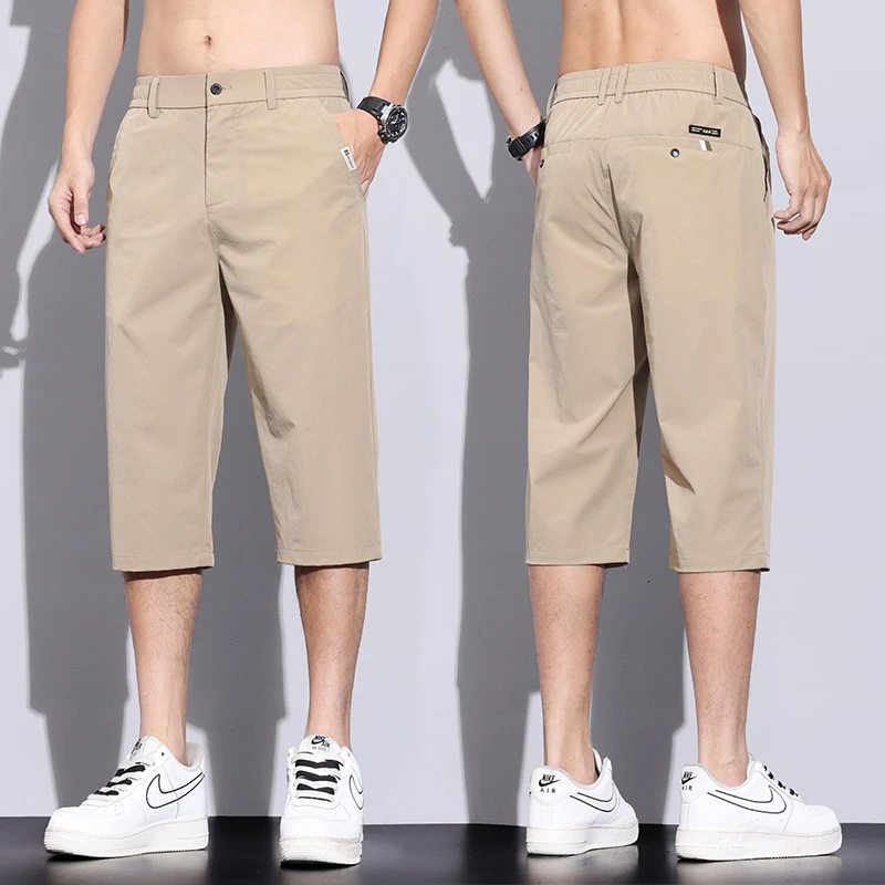 男士夏季薄款七分裤夏天宽松冰丝裤直筒百搭速干大码休闲裤男裤子