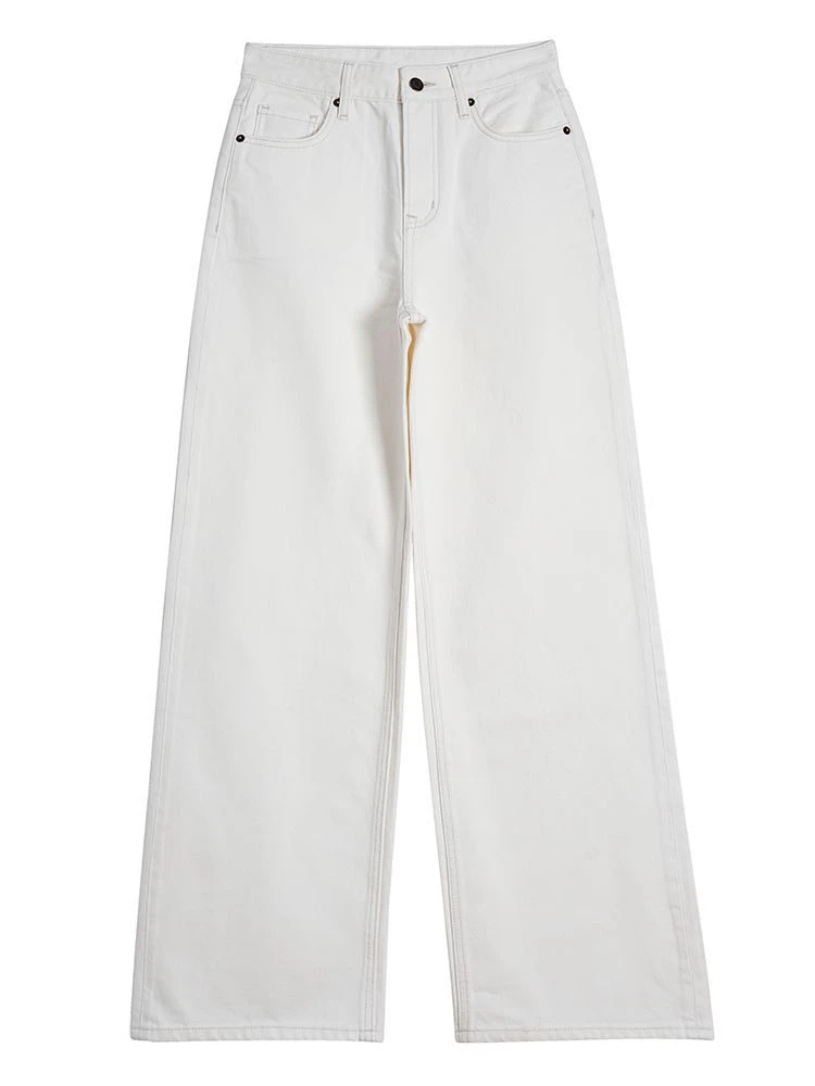 Diran-秋季新款高质量无弹时尚洋气中高腰窄版直筒阔腿裤-6919