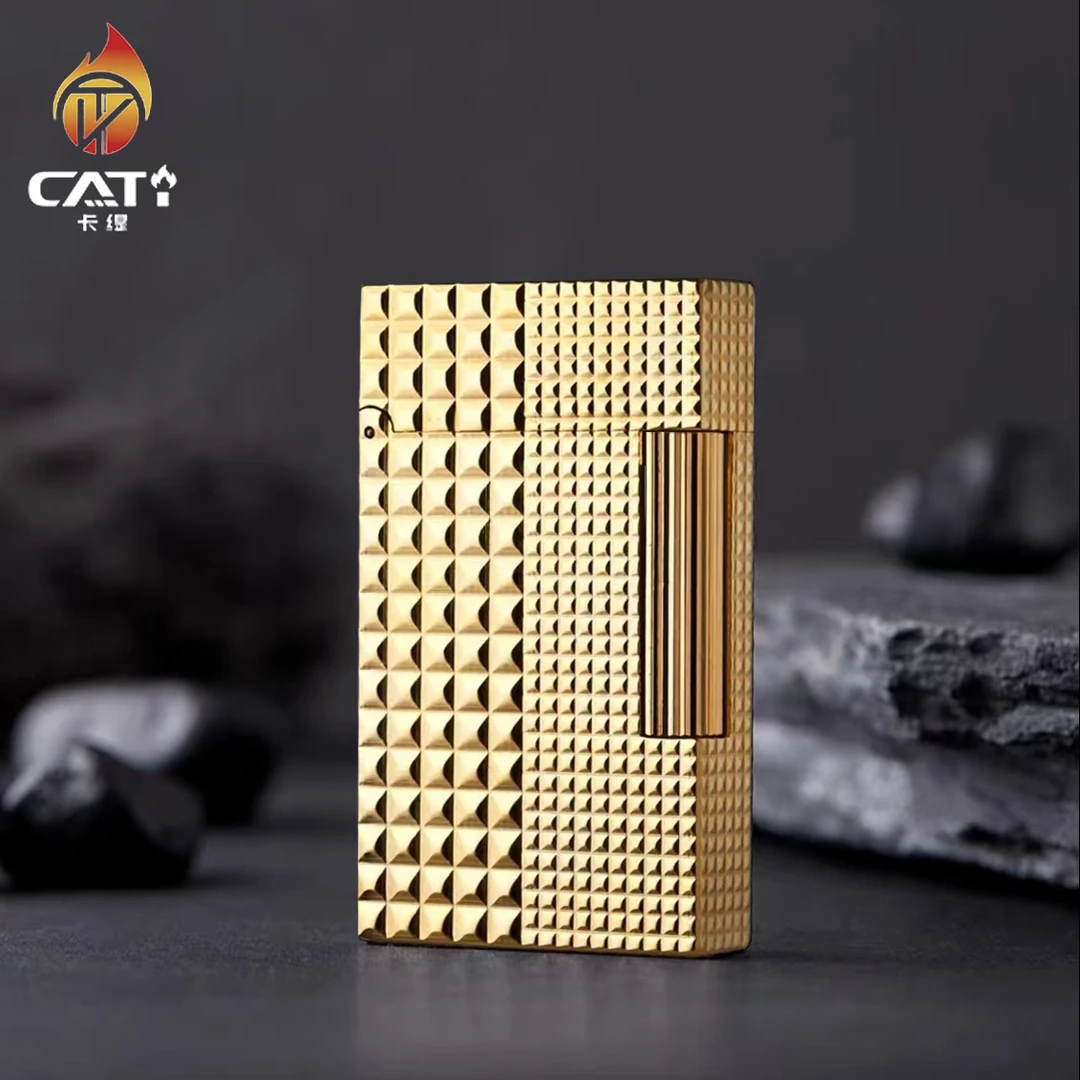 卡缇CATI正品 朗声打火机 大小格纹 金色  福袋