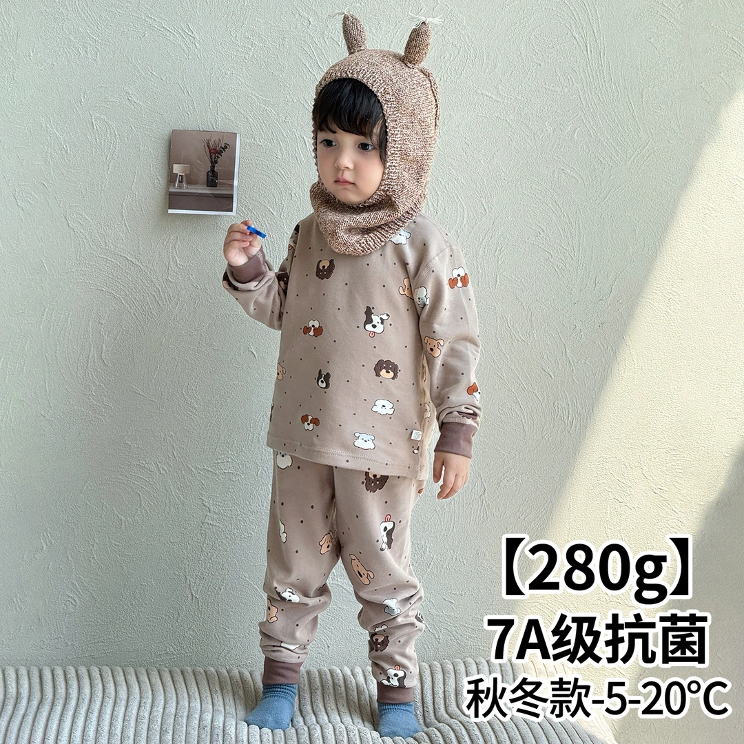 【儿童莱卡加厚300g套装】宝宝睡衣莱卡卡通长袖秋冬儿童家居服长裤