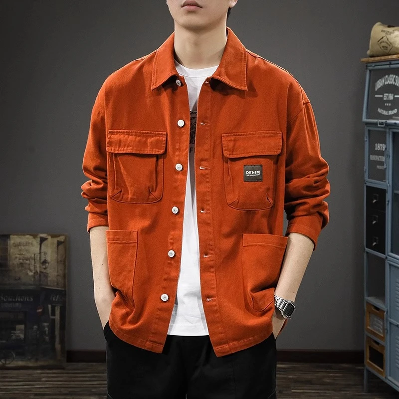 美式潮牌重磅复古男士牛仔外套2025春季新款宽松休闲加棉工装夹克