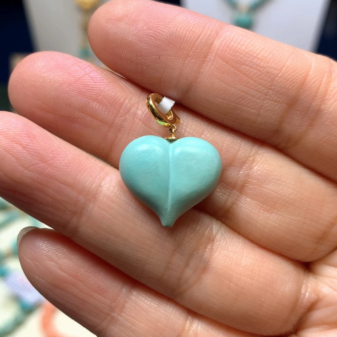 绿松石18K金镶嵌吊坠