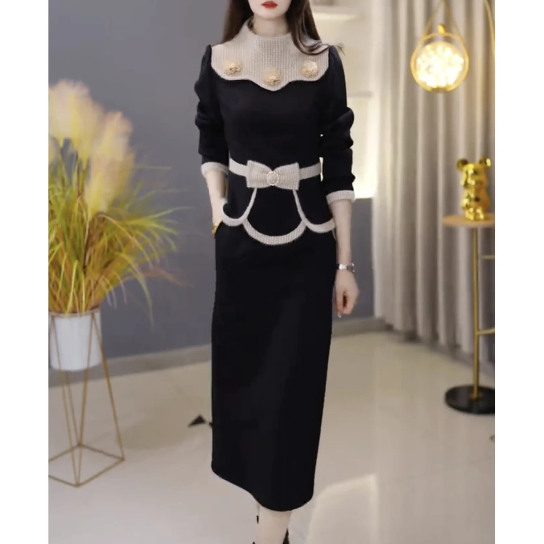 【定制套装】C1551上衣配半身裙优雅气质时尚减龄休闲显瘦收腰冬