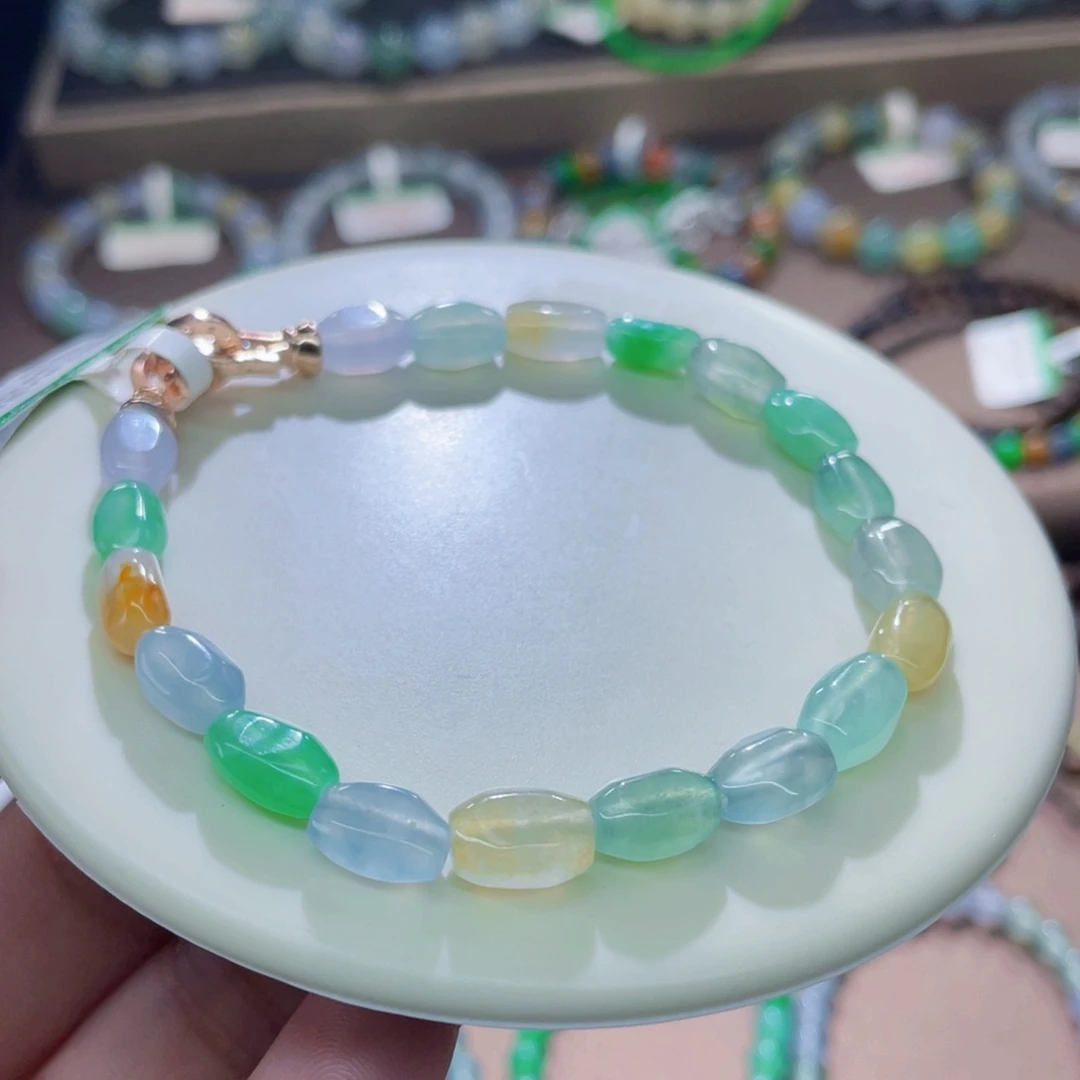 未镶嵌手链翡翠冰胶四彩随形