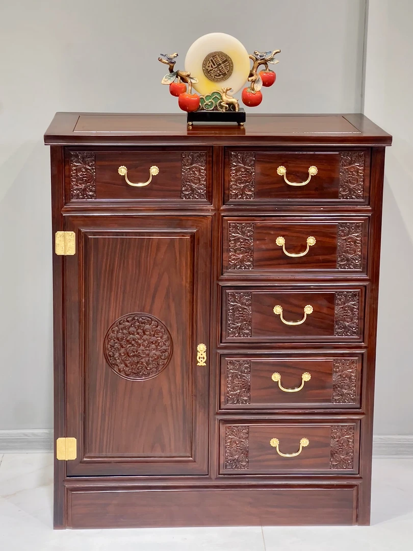 南美黑酸枝五斗柜 红木储物柜 长88宽50高106