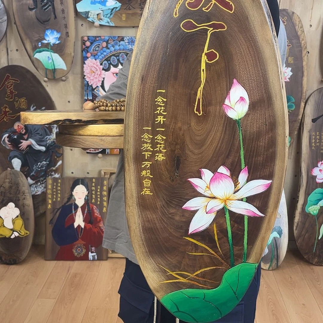 木北美黑胡桃雕刻手绘挂件