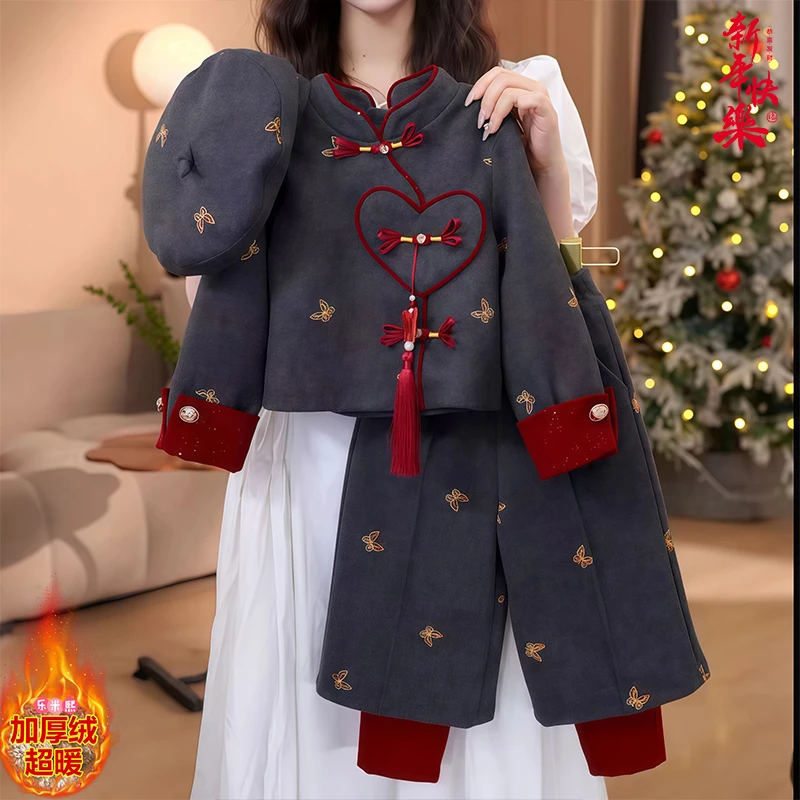 女童国风套装冬装2025新款小女孩新中式拜年服儿童过年穿搭一整套