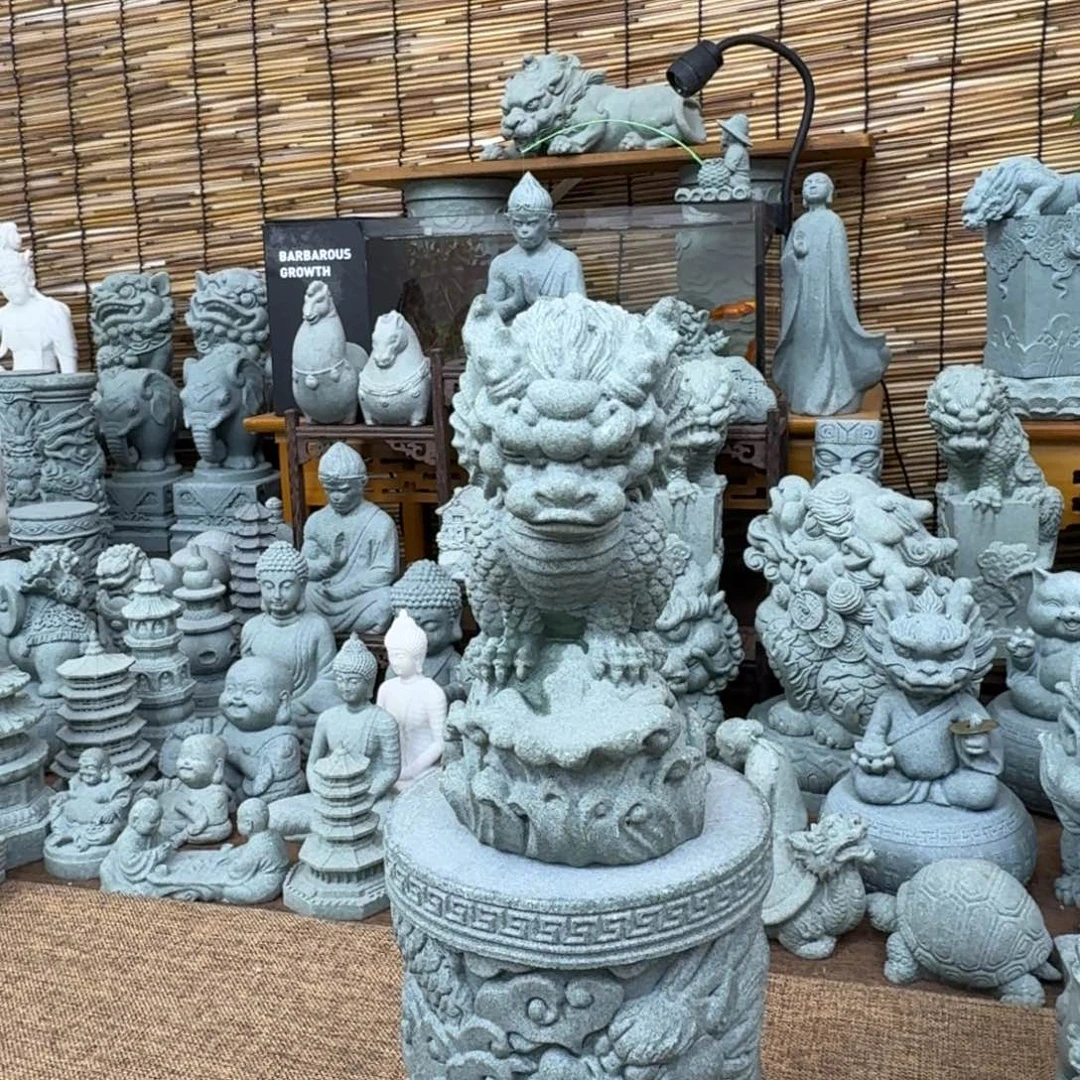 石材青砂石吸水兽脚踩水球的