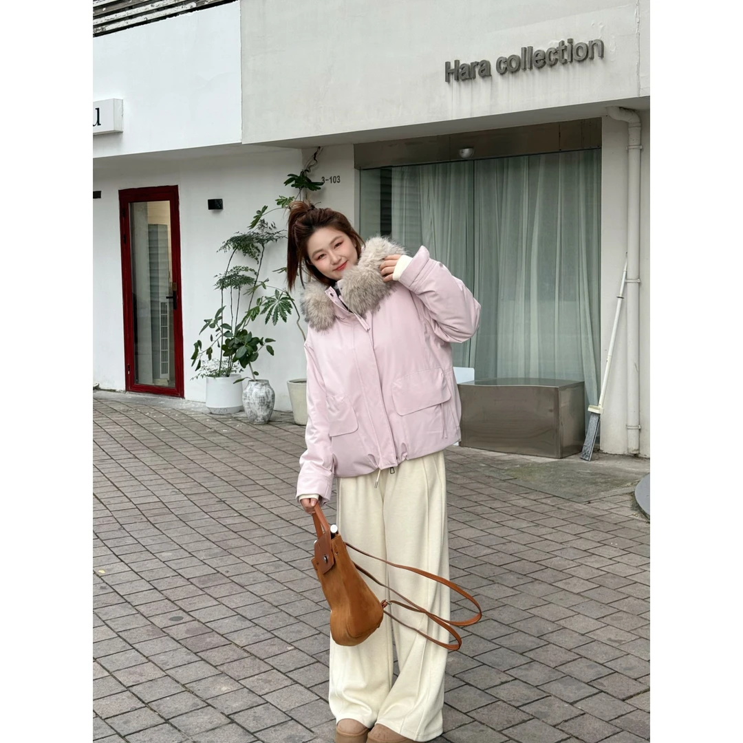 楠序【悉尼冬日】源子微胖女装 2025年冬休闲百搭连帽羽绒服YZ38018