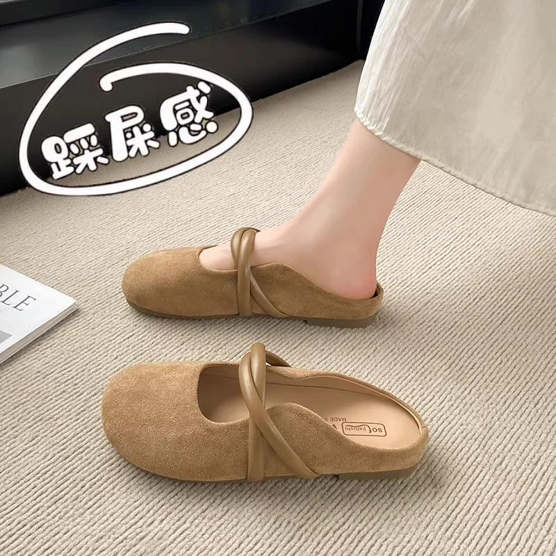 女鞋包头半拖鞋2025新款夏季外穿一脚蹬孕妇勃肯鞋配裙子穆勒凉拖