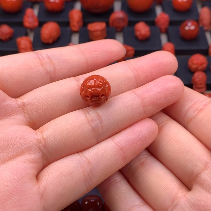 南红玛瑙未镶嵌貔犰单珠12.9MM