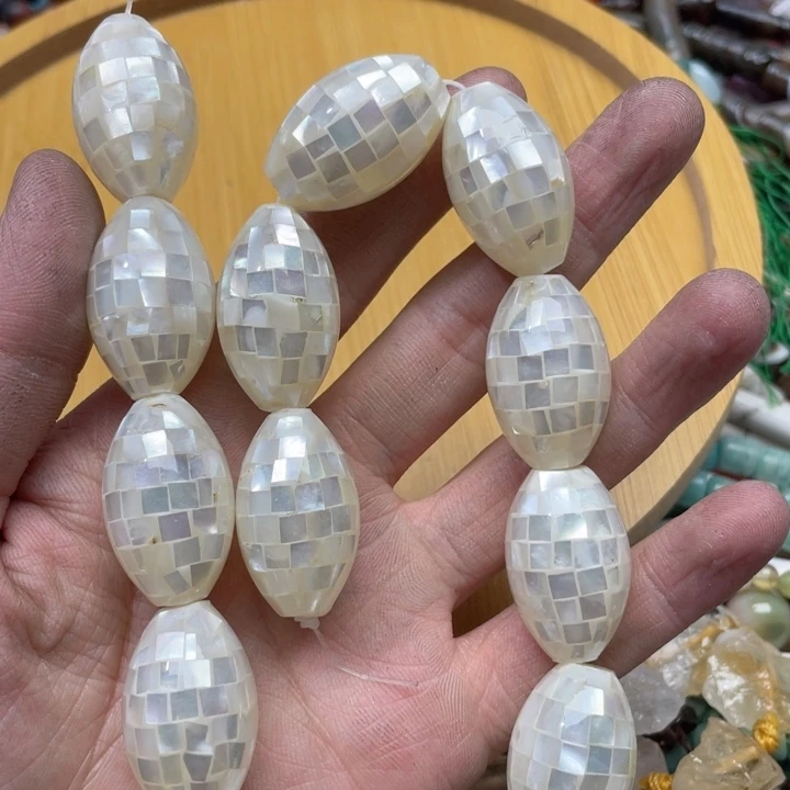 玛瑙/玉髓合金珠宝半成品一个19x30m白蝶贝桶珠