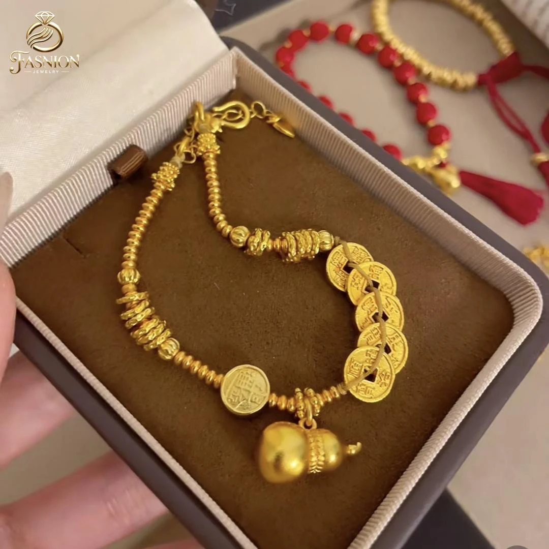 铜合金手链 新中式五帝钱小众轻奢金色葫芦手链个性百搭时尚手串