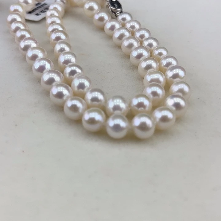 淡水珍珠银S925镶嵌颈饰8-9极光炫彩高品