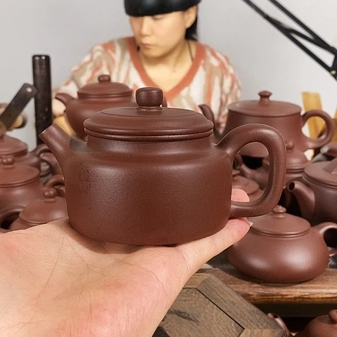 茶壶紫砂沿**景微瑕德钟约170cc原矿紫泥