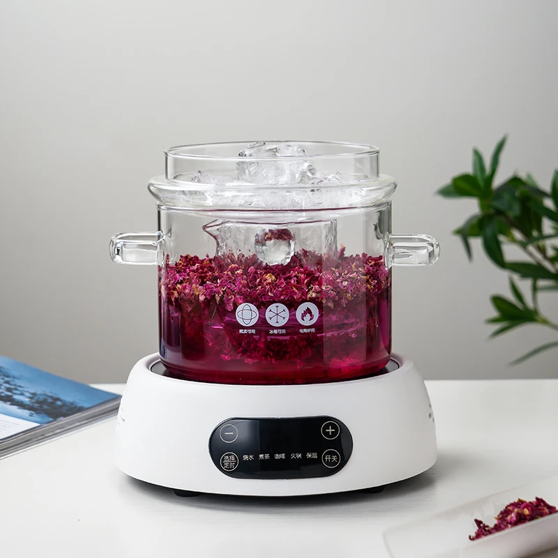 制作纯露盖子锅带把各类花类食品级玻璃锅电陶炉专用锅家用小型