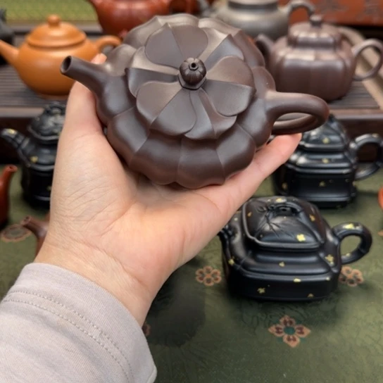 辰***北紫砂茶壶宜兴紫砂明远菱花