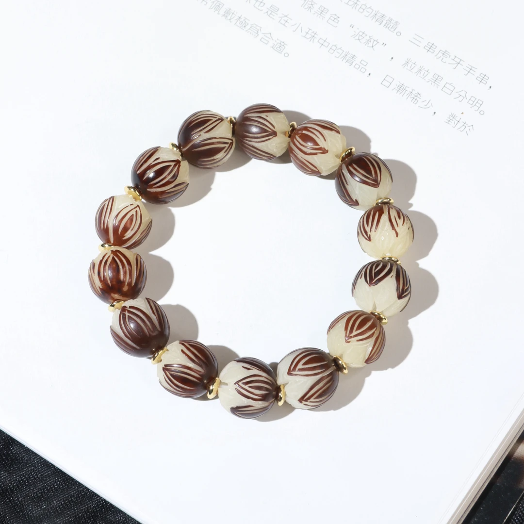 【菩提】·心喜· 白玉菩提莲花手串