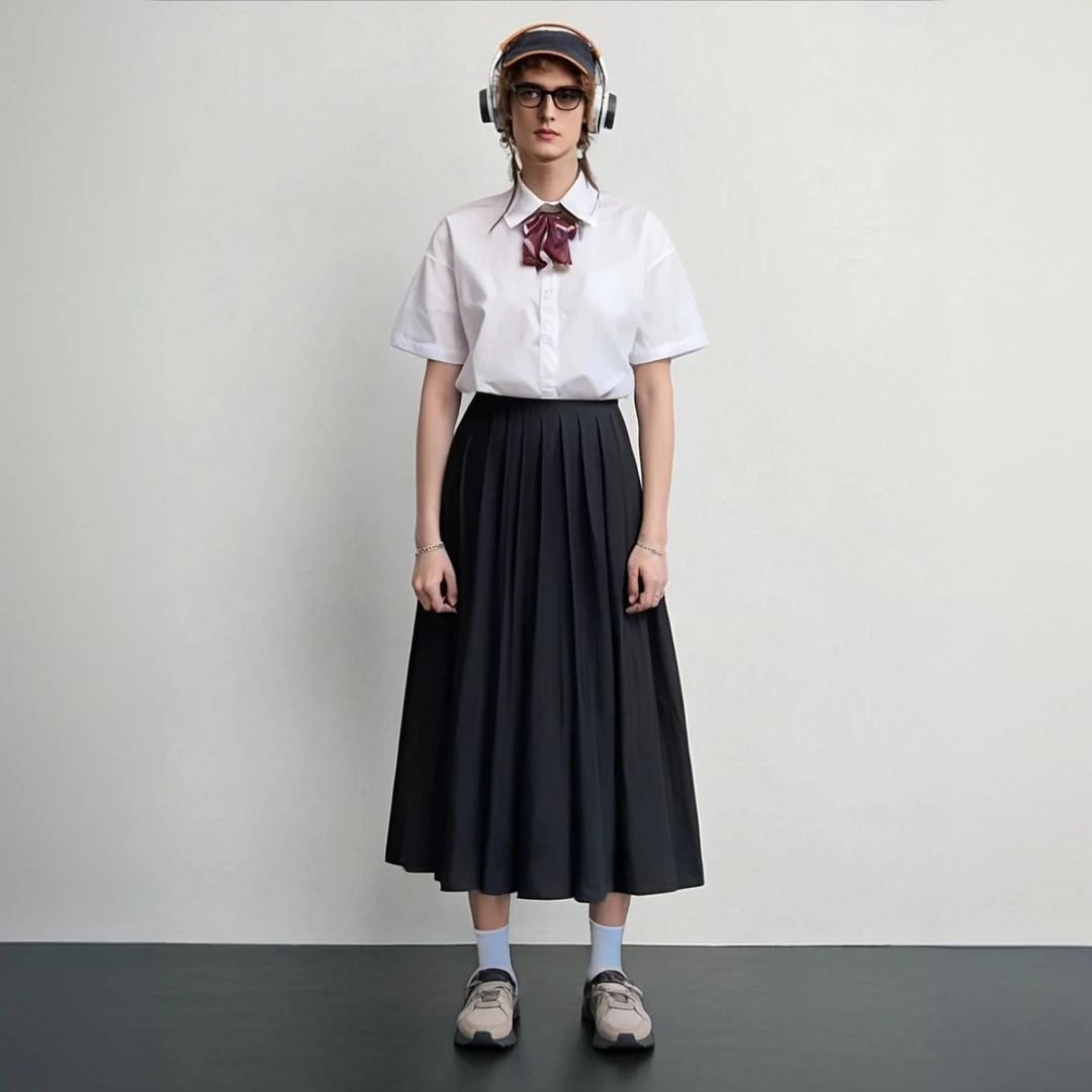 jk制服百褶裙学院风套装高中学生夏季毕业服校服套装半身裙黑色