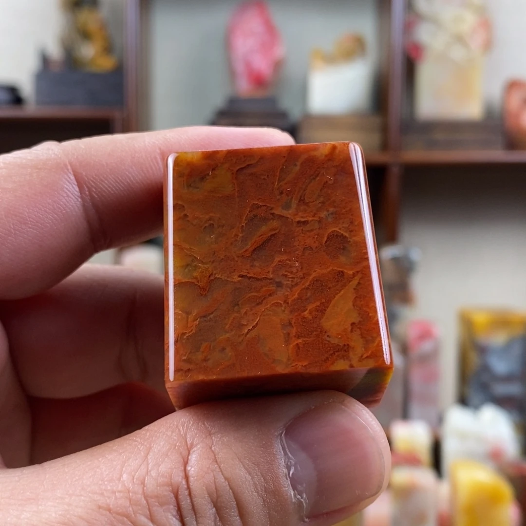巴林石印石巴林石朱砂红素章