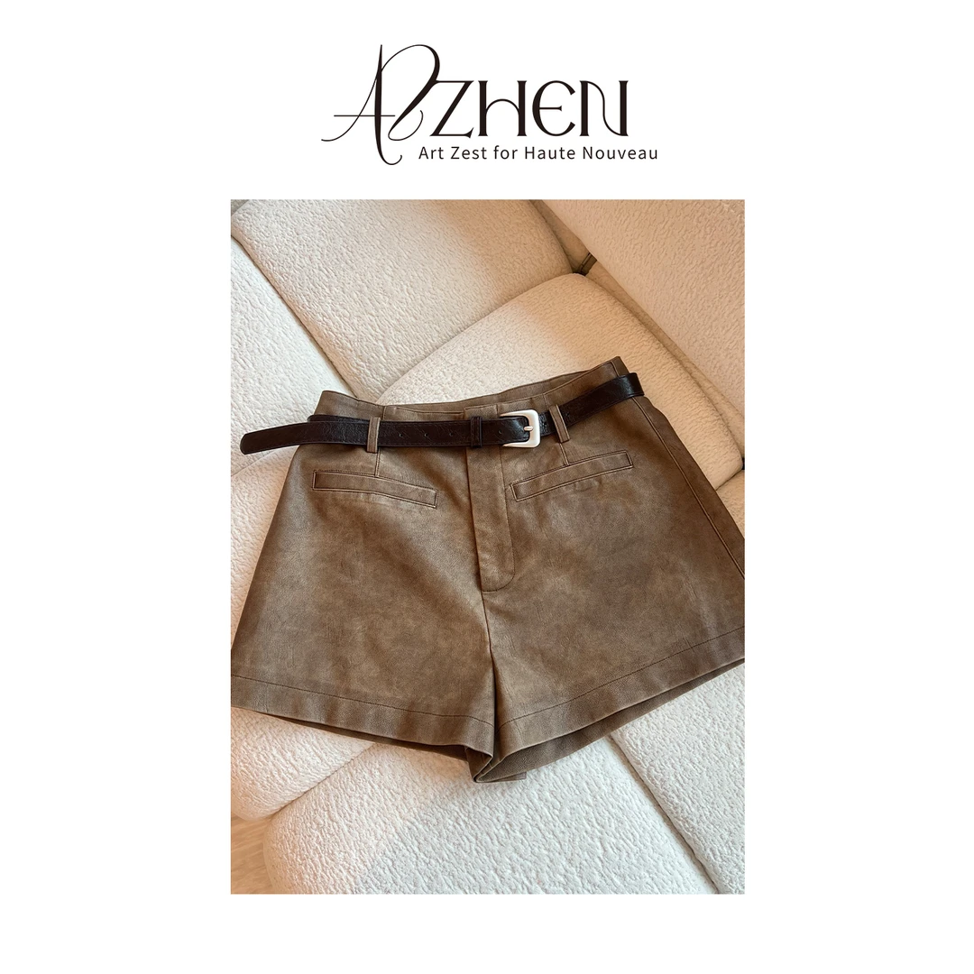 （假日穿搭）AZZHEN【富贵老钱】皮短裤AZ5PSK11-SK