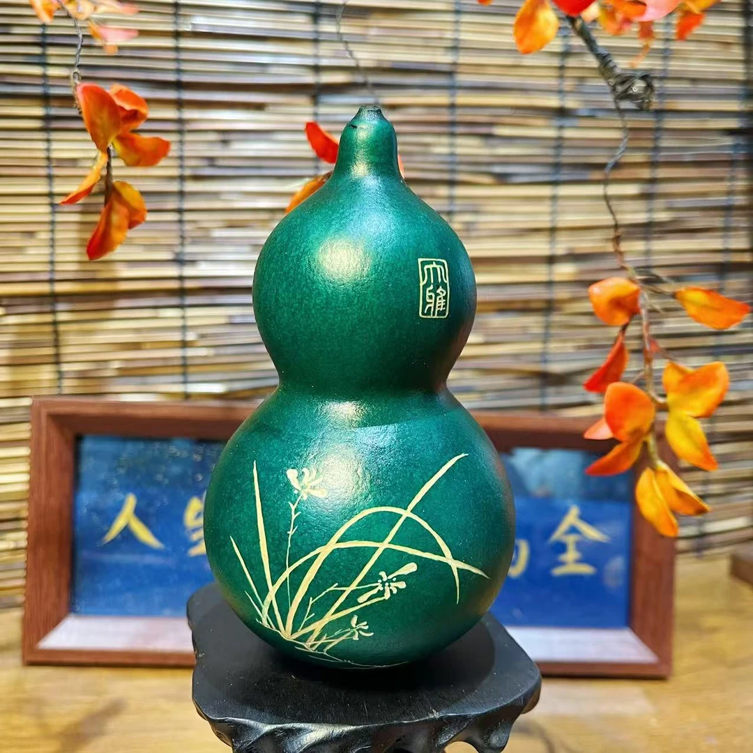 非遗大漆手工雕刻天然葫芦文玩福禄摆件天然葫芦
