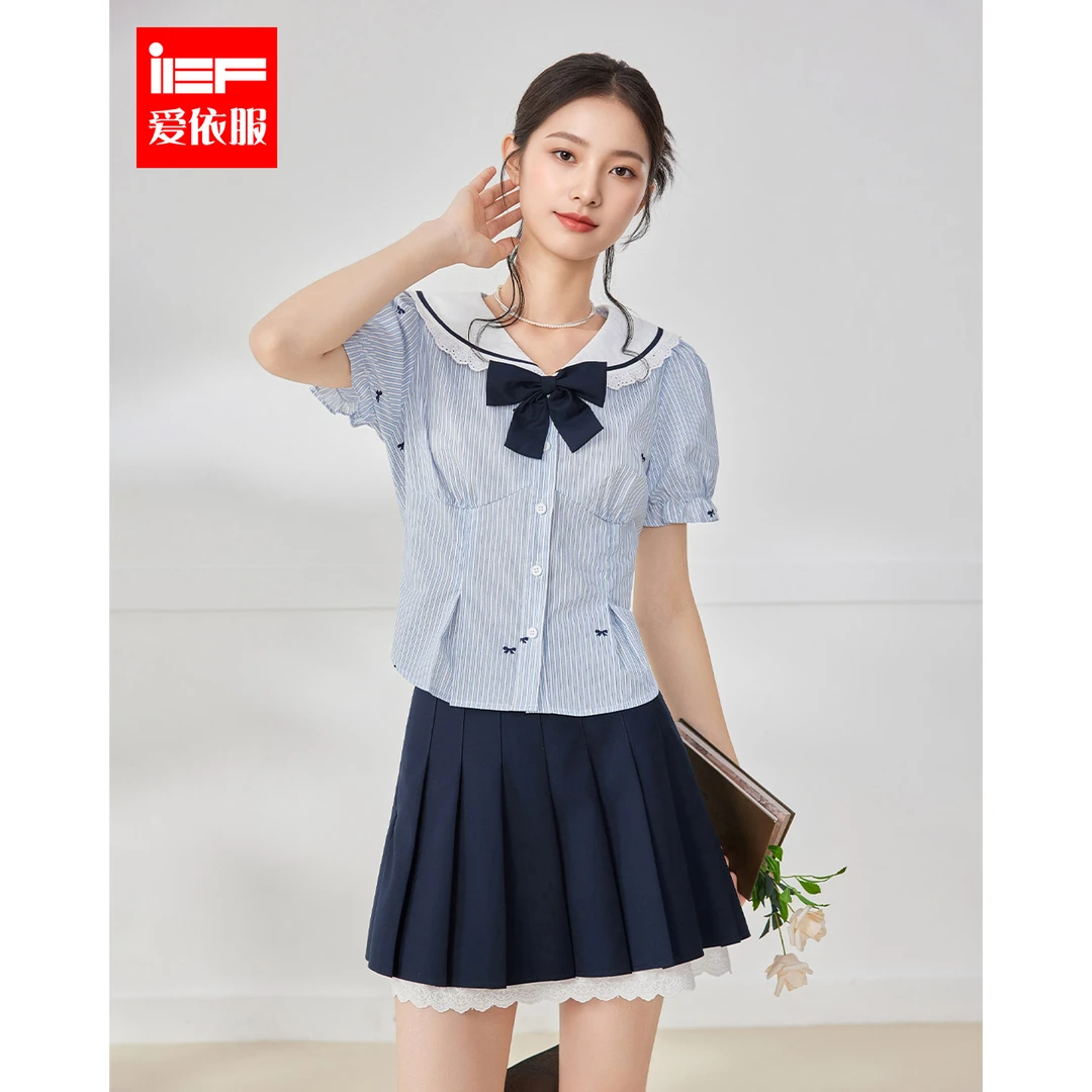 IEF/爱依服套装2025夏季新款韩版甜美减龄学院风上下套裙流光风